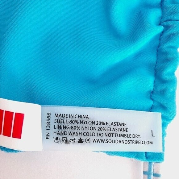 New! Solid & Striped The Iris Reversible Minigrid Cerulean Blue 2 Piece Bikini - Picture 12 of 13